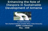 Enhancing the Role of Diaspora in Sustainable Development of Armenia by Gohar Gyulumyan, Terry Sanford Institute of Public Policy, Duke University, AIPRG.