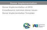 Donor Implementation Donor Implementation at DFID Crowdsource common donor issues Donor Implementation Template.