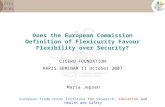 Does the European Commission Definition of Flexicurity Favour Flexibility over Security? CICERO FOUNDATION PARIS SEMINAR 11 October 2007 Maria Jepsen European.