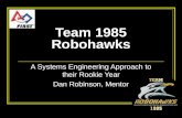 Team 1985 Robohawks A Systems Engineering Approach to their Rookie Year Dan Robinson, Mentor.