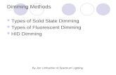 Dimming Methods Types of Solid State Dimming Types of Fluorescent Dimming HID Dimming By Jon Limbacher of Spectrum Lighting.