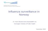 Influenza surveillance in Norway Dr. Hans Blystad (hans.blystad@fhi.no) Norwegian Institute of Public Health November 2005.