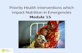 Priority Health interventions which impact Nutrition in Emergencies Module 15.