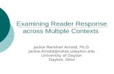 Examining Reader Response across Multiple Contexts Jackie Marshall Arnold, Ph.D. Jackie.Arnold@notes.udayton.edu University of Dayton Dayton, Ohio.