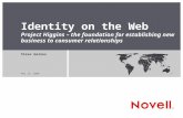 May 25, 2006 Identity on the Web Project Higgins – the foundation for establishing new business to consumer relationships Steve Gaines.