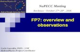 Carlo Guaraldo, INFN – LNF HadronPhysics Project Coordinator NuPECC Meeting Bordeaux - October 27 th -28 th, 2006 FP7: overview and observations.