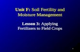 1 Unit F: Soil Fertility and Moisture Management Lesson 3: Applying Fertilizers to Field Crops.