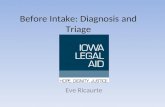 Before Intake: Diagnosis and Triage Eve Ricaurte.
