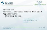 Oct 15 th, 2009 OGF 27, Infrastructure Area: Status of FVGA-WG Status of Firewall Virtualization for Grid Applications - Working Group r.niederberger@fz-juelich.de.