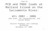 1 PCB and PBDE loads at Mallard Island on the Sacramento River: WYs 2002 - 2006 John Oram, Jon Leatherbarrow, and Lester McKee Sources Pathways and Loadings.