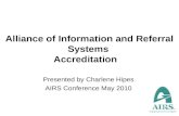 1 Alliance of Information and Referral Systems Accreditation Presented by Charlene Hipes AIRS Conference May 2010.