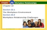 Glencoe Managing Life Skills Chapter 22 Workplace Relationships Chapter 22 Workplace Relationships 1 Section 22.1 The Workplace Environment Section 22.2.