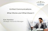 Unified Communications What Works and What Doesnt Kim Hamilton Strategic Accounts Manager.