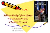Where the Red Fern Grows Vocabulary Words Chapter 16 - end Sixth Grade 4 th Nine Weeks.