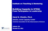 Institute on Teaching & Mentoring Building Capacity in STEM: From Participation to Leadership Daryl E. Chubin, Ph.D. Director, AAAS Capacity Center American.