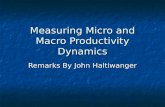 Measuring Micro and Macro Productivity Dynamics Remarks By John Haltiwanger.