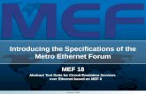 1 Introducing the Specifications of the Metro Ethernet Forum MEF 18 Abstract Test Suite for Circuit Emulation Services over Ethernet based on MEF 8 February.