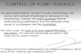 CONTROL OF PLANT DISEASES As plant pathologists, we don't study morphology, life cycles, and spread of pathogens because it's so interesting; instead,