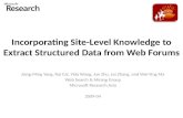 Incorporating Site-Level Knowledge to Extract Structured Data from Web Forums Jiang-Ming Yang, Rui Cai, Yida Wang, Jun Zhu, Lei Zhang, and Wei-Ying Ma.