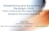 Establishing and Assessing the Paradigm Shift: From Instructor-focused Teaching to Student-Focused Learning Carrie Bartek Dr. Mary Pearce Dr. Christopher.