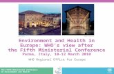 The Fifth Ministerial Conference on Environment and Health Environment and Health in Europe: WHOs view after the Fifth Ministerial Conference Parma, Italy,