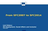 From SFC2007 to SFC2014 Luis Velasco DG Employment, Social Affairs and Inclusion 16.01.2013.