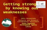 Getting stronger by knowing our weaknesses Janis Brunenieks Analysis and Research Coordination Department State Regional Development Agency Latvia.