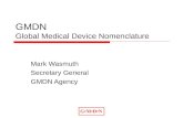 GMDN Global Medical Device Nomenclature Mark Wasmuth Secretary General GMDN Agency.
