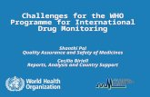 Challenges for the WHO Programme for International Drug Monitoring Shanthi Pal Quality Assurance and Safety of Medicines Cecilia Biriell Reports, Analysis.