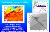 The 150kHz ADCP-equipped Oleander measures upper ocean currents to ~250m in GS. New 75kHz system reaches to ~600m. The Oleander section: 1992 to today...