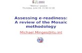 Assessing e-readiness: A review of the Mosaic methodology Michael.Minges@itu.int Metrics session Thursday, June 20, 11:00-12:30.