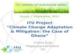 International Telecommunication Union Rome, 7 September 2011 ITU Project Climate Change Adaptation & Mitigation: the Case of Ghana Cristina Bueti, Programme.