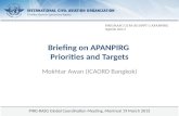 Page 1 Briefing on APANPIRG Priorities and Targets Mokhtar Awan (ICAORD Bangkok) PIRG-RASG Global Coordination Meeting, Montreal 19 March 2013 PIRG/RASG.