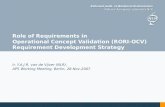 Role of Requirements in Operational Concept Validation (RORI-OCV) Requirement Development Strategy Ir. Y.A.J.R. van de Vijver (NLR), AP5 Working Meeting,