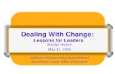 Dealing With Change: Lessons for Leaders Marilyn Astore May 11, 2005 California Preschool Instructional Network Sacramento County Office of Education.