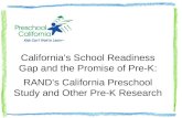 Californias School Readiness Gap and the Promise of Pre-K: RANDs California Preschool Study and Other Pre-K Research.