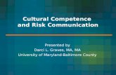 Cultural Competence and Risk Communication Presented by Darci L. Graves, MA, MA University of Maryland-Baltimore County.