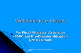 MT e-Grants: External Subgrant/Grant Applicant Component 1 Welcome to e-Grants For Flood Mitigation Assistance (FMA) and Pre-Disaster Mitigation (PDM)