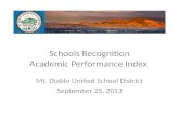Schools Recognition Academic Performance Index Mt. Diablo Unified School District September 25, 2013.
