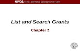 List and Search Grants Chapter 2. List and Search Grants 2-2 Objectives Understand the option My Grants List Grant Screen Viewing a Grant Understand the.