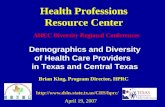 Health Professions Resource Center AHEC Diversity Regional Conferences  Demographics and Diversity of Health Care.