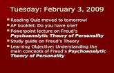 Tuesday: February 3, 2009 Reading Quiz moved to tomorrow! Reading Quiz moved to tomorrow! AP booklet: Do you have one? AP booklet: Do you have one? Powerpoint.