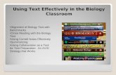 Using Text Effectively in the Biology Classroom 1 Alignment of Biology Text with Benchmarks Close Reading with the Biology Text Using Cornell Notes Effectively.