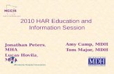 2010 HAR Education and Information Session Amy Camp, MDH Tom Major, MDH Jonathan Peters, MHA Lucas Hovila, MHA.