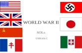WORLD WAR II SOLs USII.6A-C. CAUSES OF WWII Political instability & economic devastation –Depression –High war debt owed by Germany –High inflation –Massive.