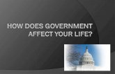Think about how government affects your life with regard to the following issues…