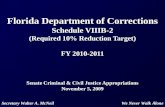 1 Florida Department of Corrections Schedule VIIIB-2 (Required 10% Reduction Target) FY 2010-2011 Senate Criminal & Civil Justice Appropriations November.