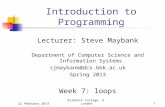 22 February 2013Birkbeck College, U. London1 Introduction to Programming Lecturer: Steve Maybank Department of Computer Science and Information Systems.