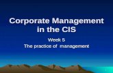 1 Corporate Management in the CIS Week 5 The practice of management.