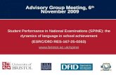 Advisory Group Meeting, 6 th November 2009 Student Performance in National Examinations (SPINE): the dynamics of language in school achievement (ESRC/DfID.